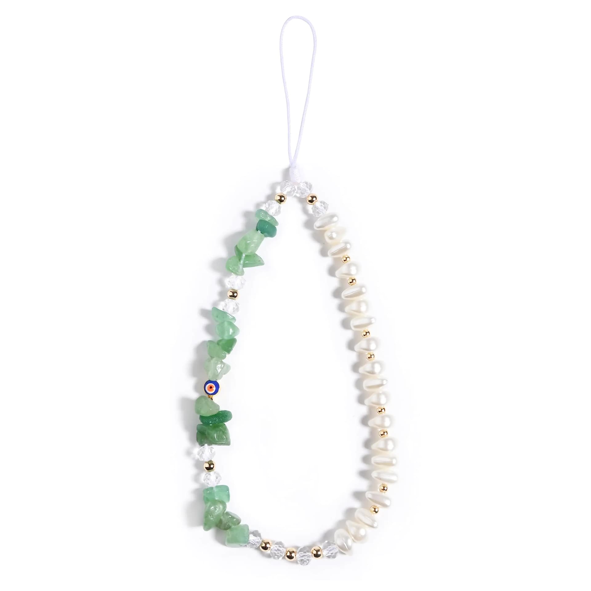 DLYFNVEV Green Phone Charm Aventurine Evil Eye Pearl Beaded Phone Charms Strap Healing Crystal Cell Phone Accessories Charm Keychain Phone Chain Case Wrist Lanyard String Bracelet Strap Wristlet