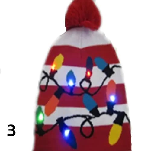 Pom Party Holiday Hats With LED Lights