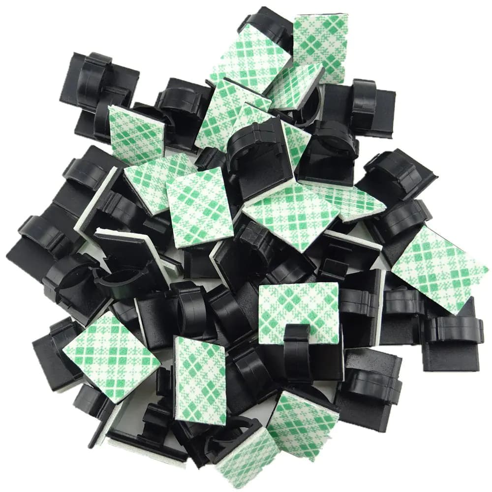 Honbay 100 Pieces Adhesive Cable Clips Drop Clamp Cable Tie Holder for Car GPSOffice and Home Cords and Wires Organization