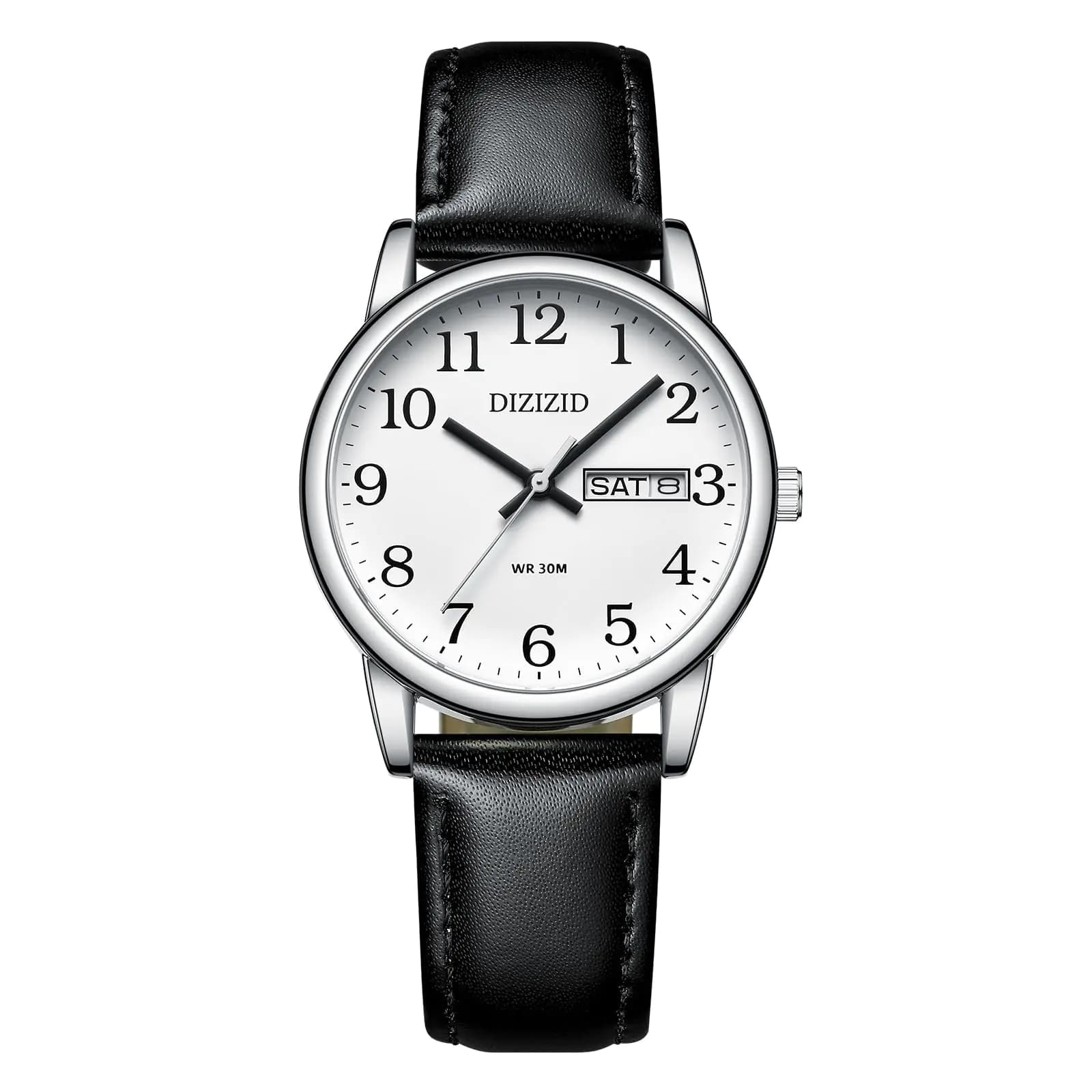 DIZIZID Watches for Men Mens Easy Reader Watch Minimalist Mens Wrist Watches Analog Quartz Date Waterproof Classic Elegant Watch with Black Leather Band