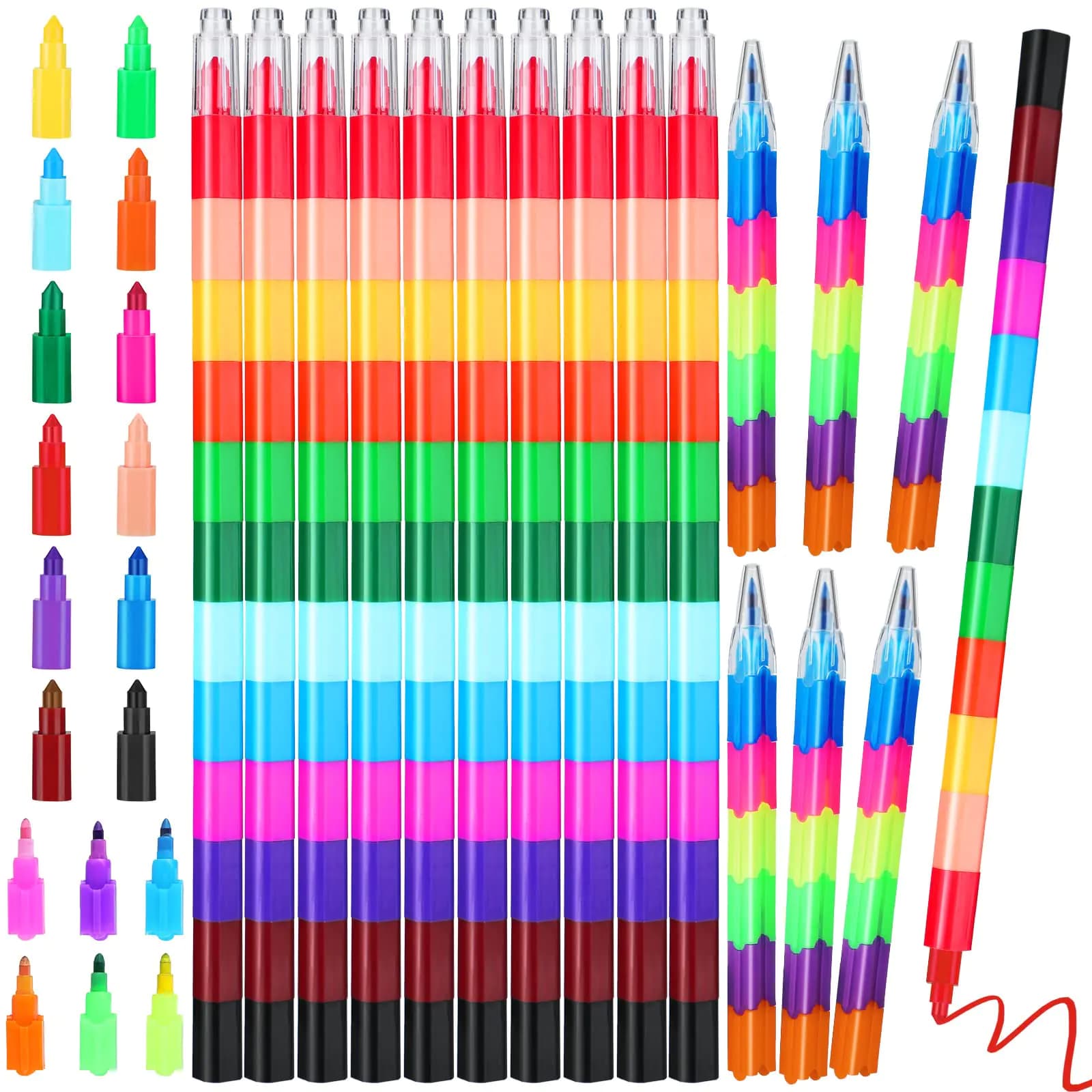 28 Pcs Stacking Crayons Stackable Buildable Crayons Colorful Crayon Party Favors Rainbow Pencils for Kids Crayons Coloring School Office Supplies Party Favor 12 Colors and 6 Colors