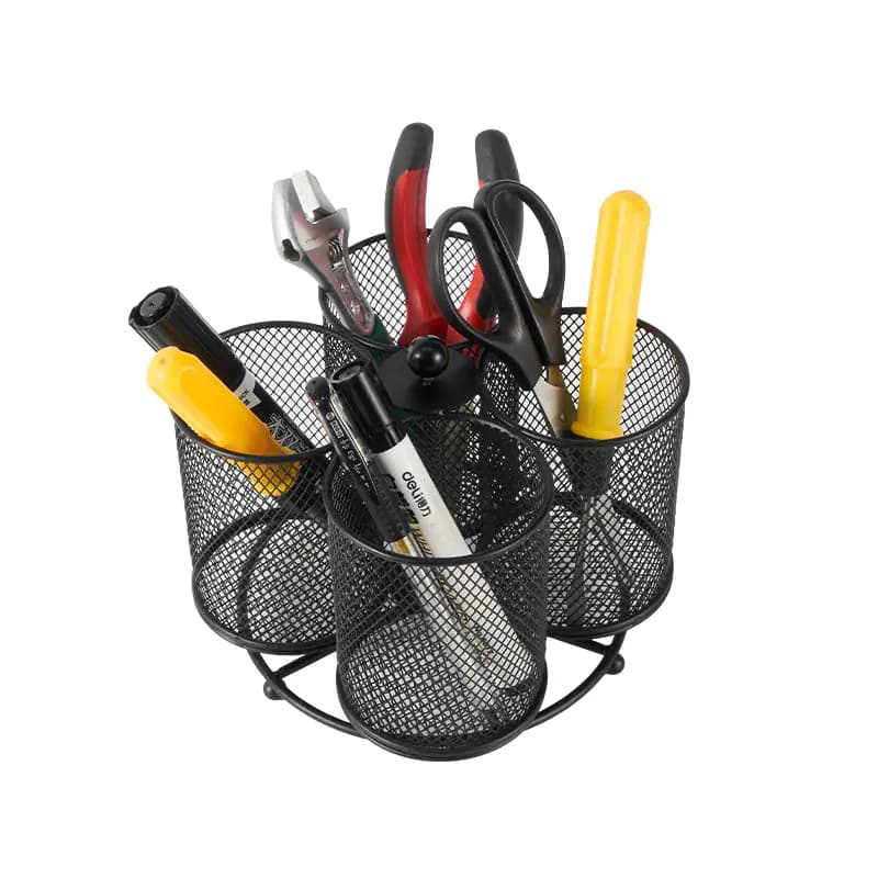 Rotating Metal Pen Holder for Desk and Makeup Brushes