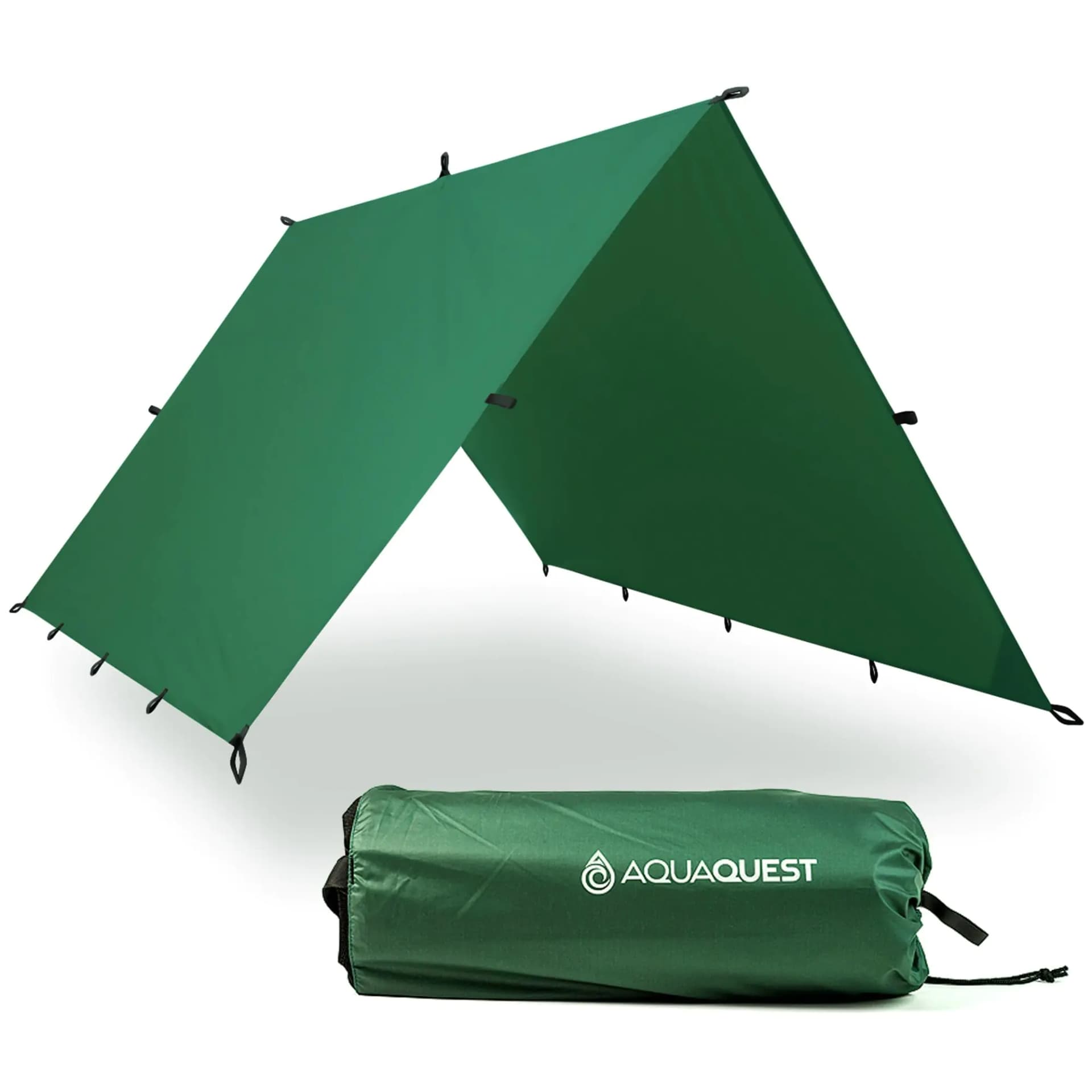 AquaQuest Guide Camping Tarp - Ultralight Tent Cover or Rain Fly - Waterproof Camping Gear Must Haves for Hiking Hammock Bivy & Survival 20 x 13 ft Forester Green