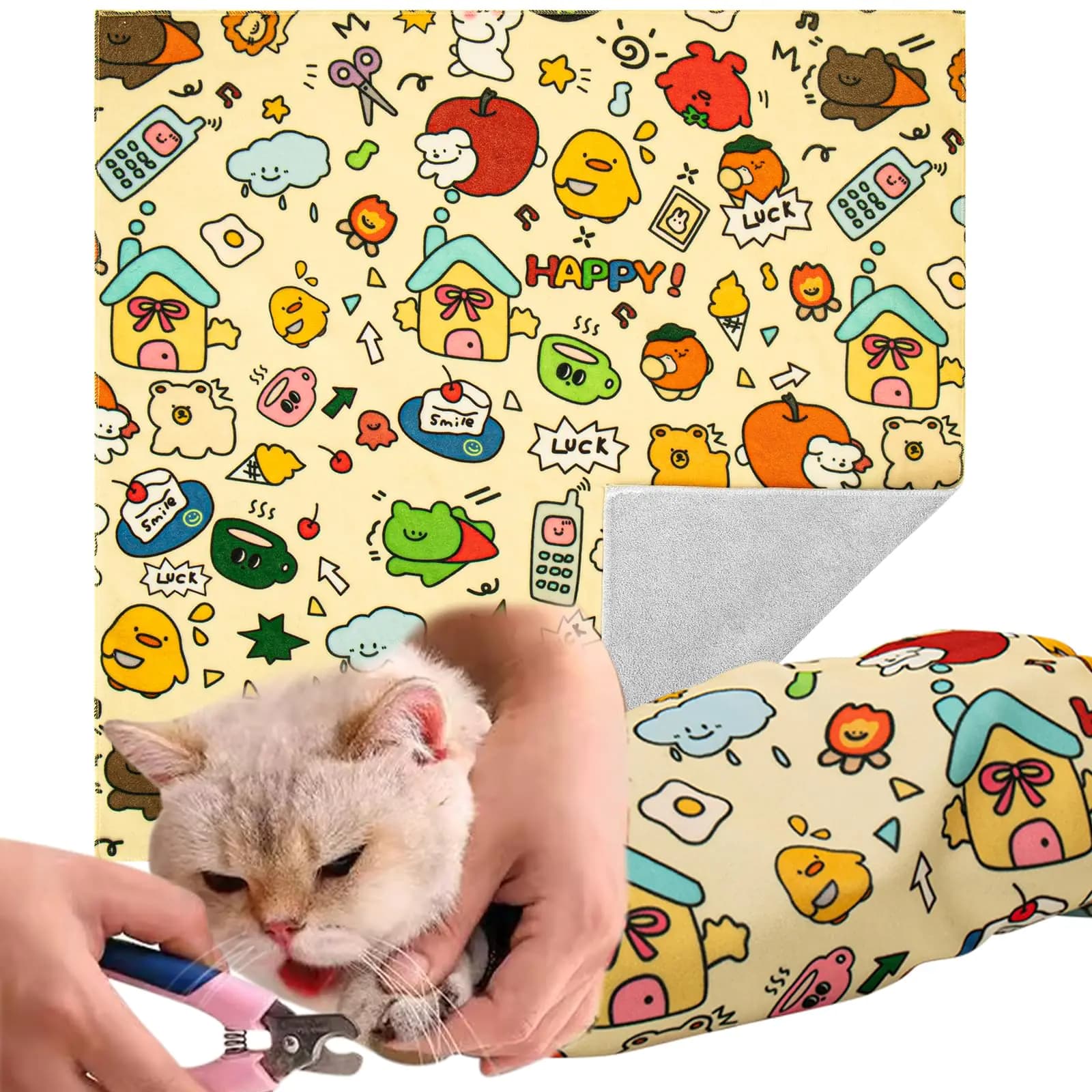 AIERSA 2pcs Cat Wrap for Cutting Nails and Grooming Cat Restraint Wrap for Nail Clipping Self-Adhesive Fabric Cat Swaddle Burrito Wrap for Nail Trimming Cat Grooming Supplies