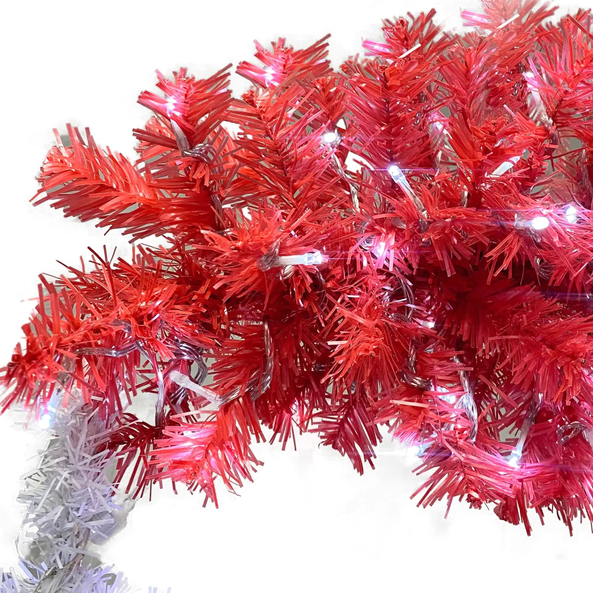 6 Foot Articulated Fir Artificial Fir Curved Top Christmas Tree 1250 Branch Tips, 300 LED Lights Christmas Lights