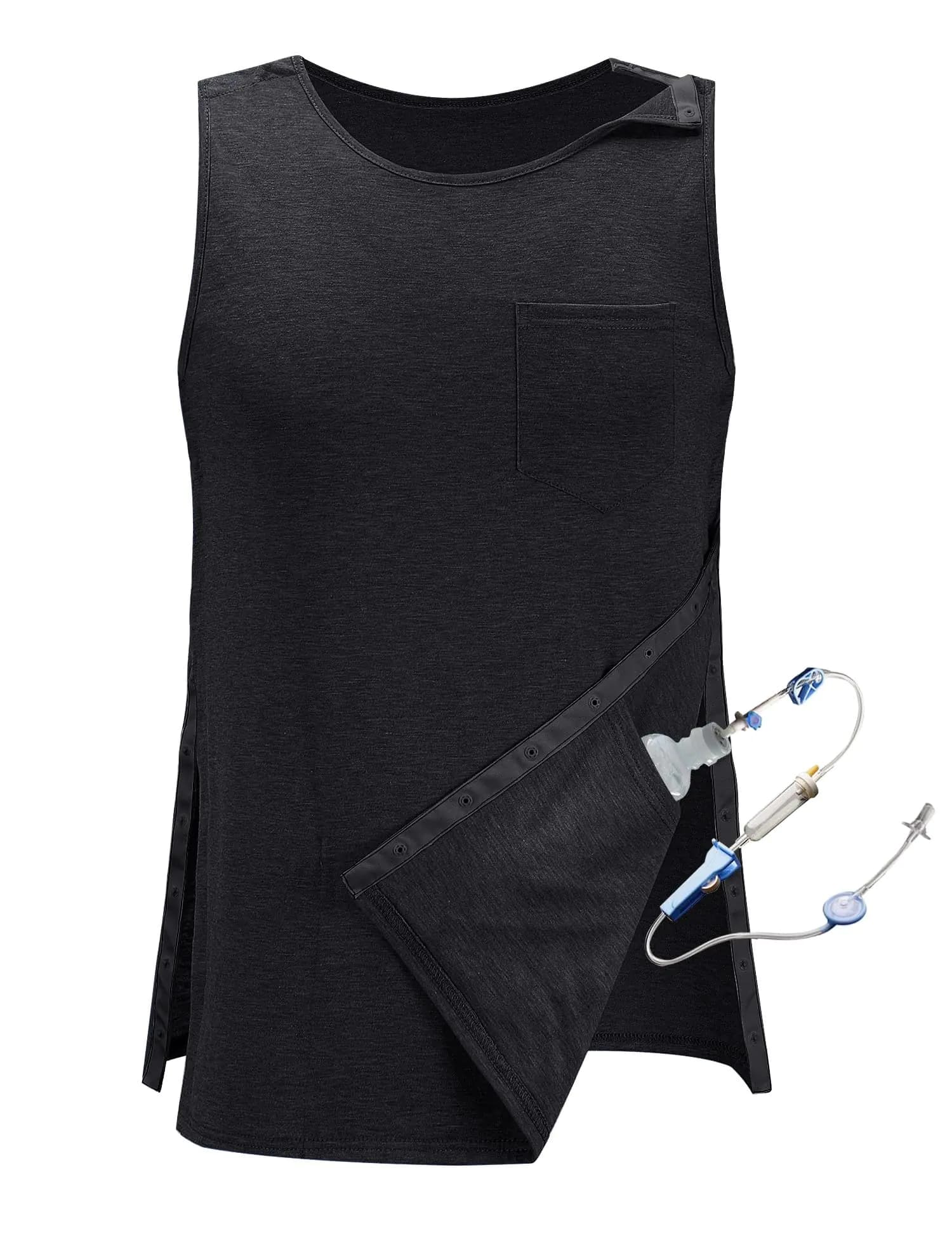 iWoo Post Surgery Shirts for Men Women Dialysis Clothing Mastectomy Tank Top Chemo Shoulder Recovery Shirt Rotator Cuff Back Surgery Port Access Gifts