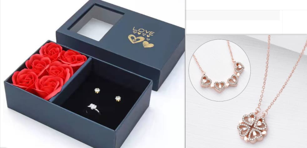 Retro Magnetic Heart Clover Pendant Necklace