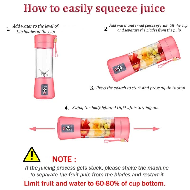Portable USB Juicer Blender Cup With Six Blades