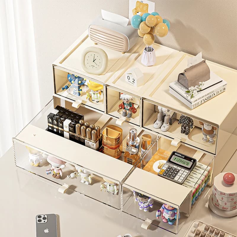 Storage Box with Drawers Desktop Organizer