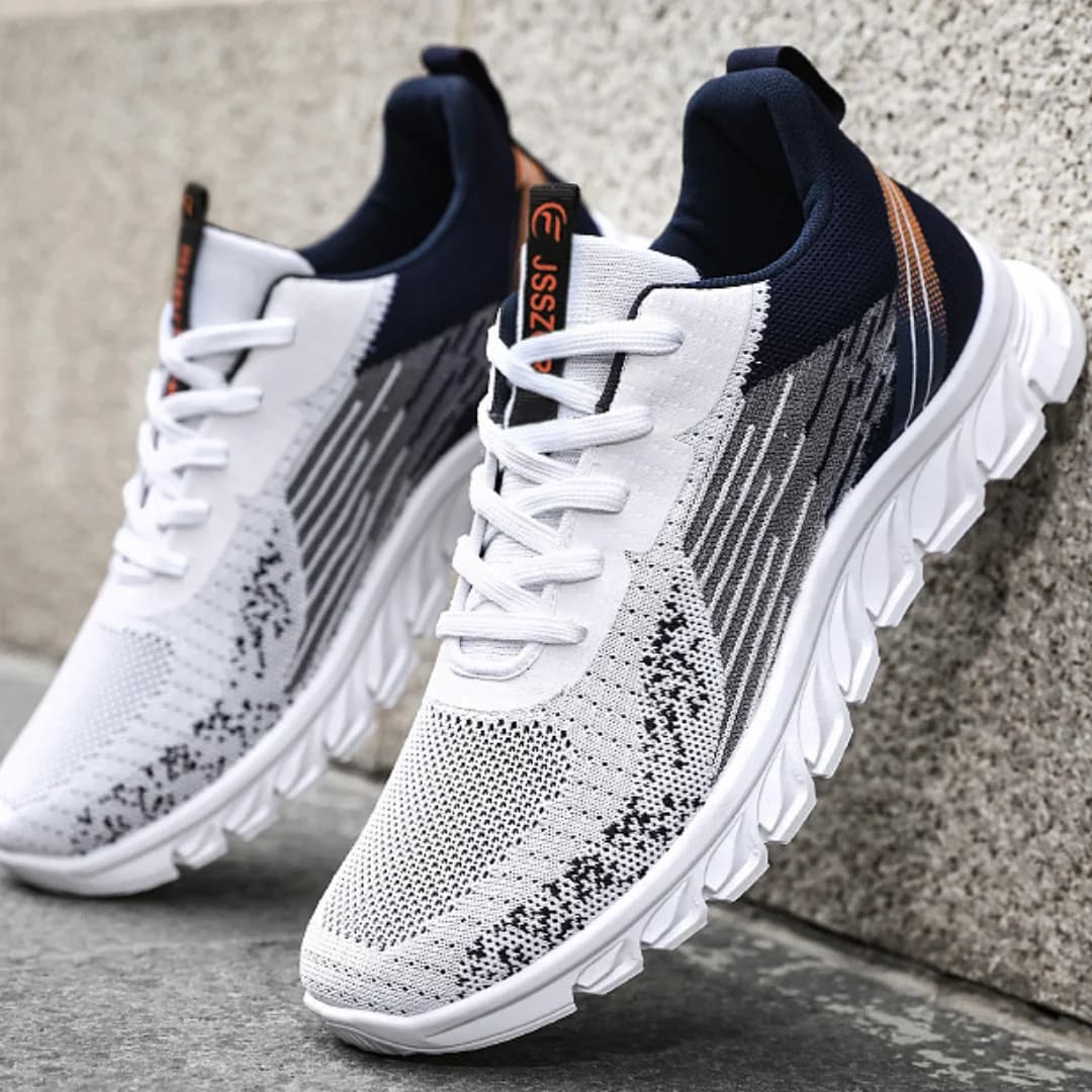 Men's Breathable Woven Lace-Up Running Sneakers