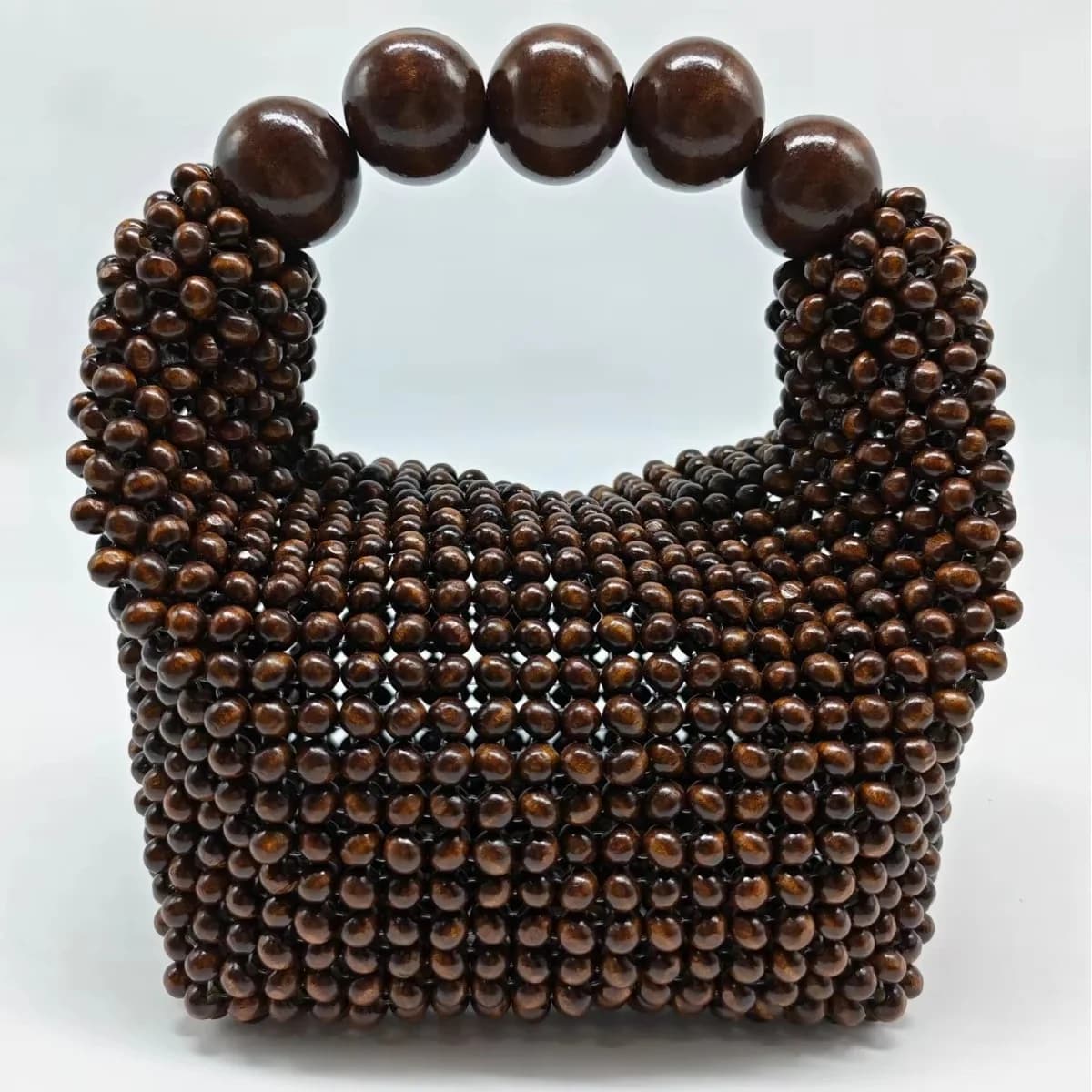 Handmade Wooden Beaded Bucket Shoulder Bag