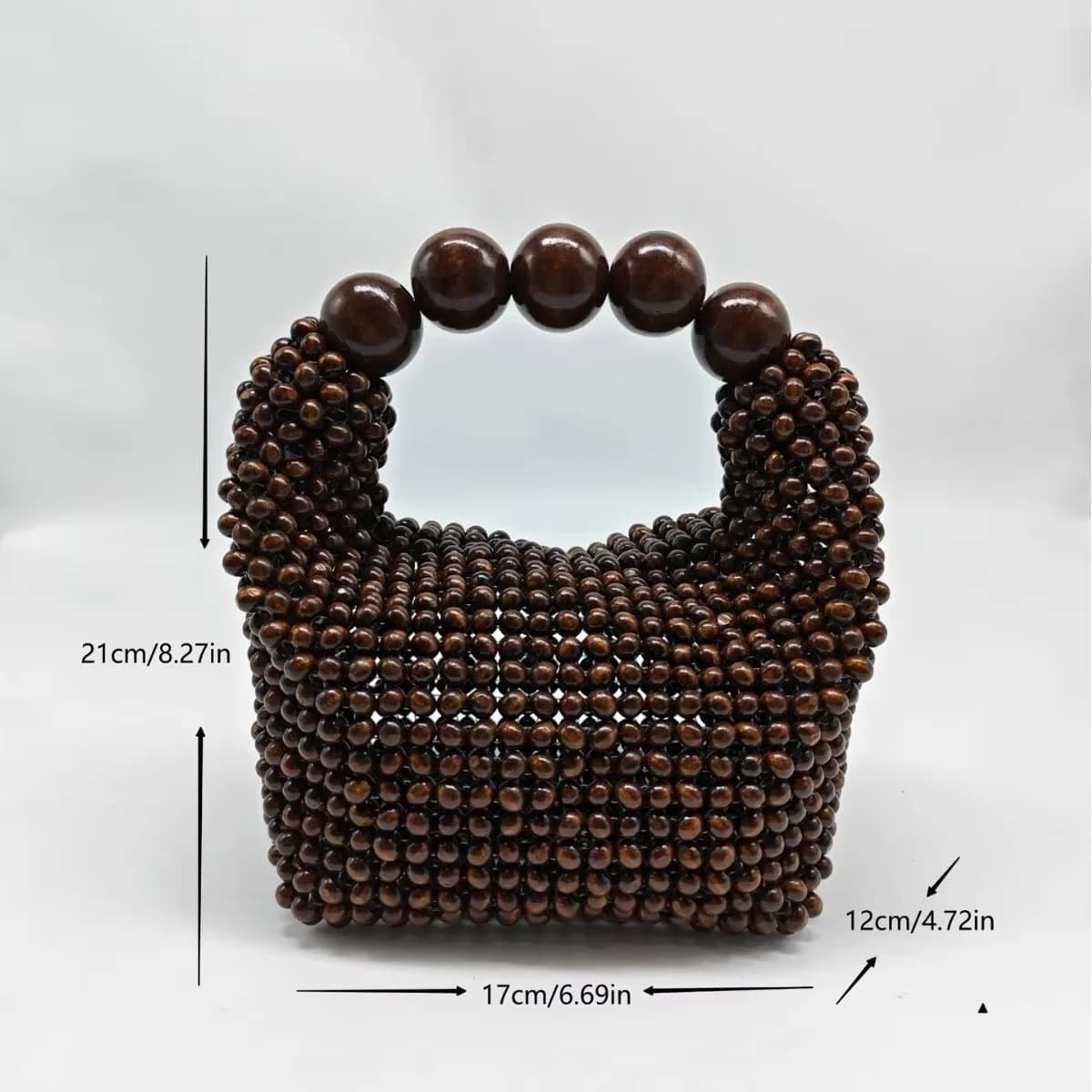 Handmade Wooden Beaded Bucket Shoulder Bag
