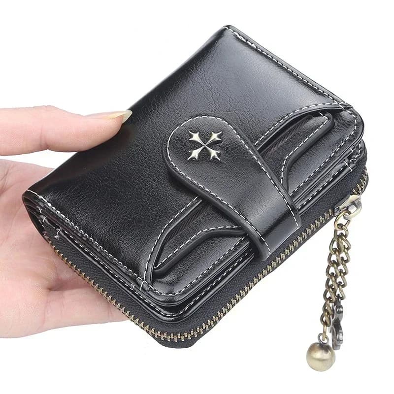 Women's PU Leather Short Wallet Blue Red