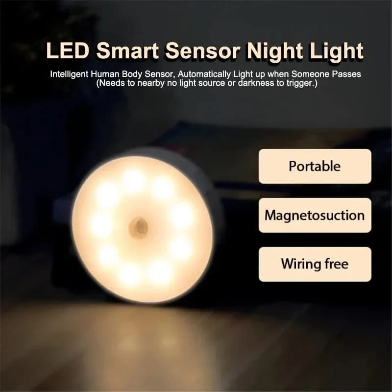 LED Motion Sensor Night Light with Magnetic Mount