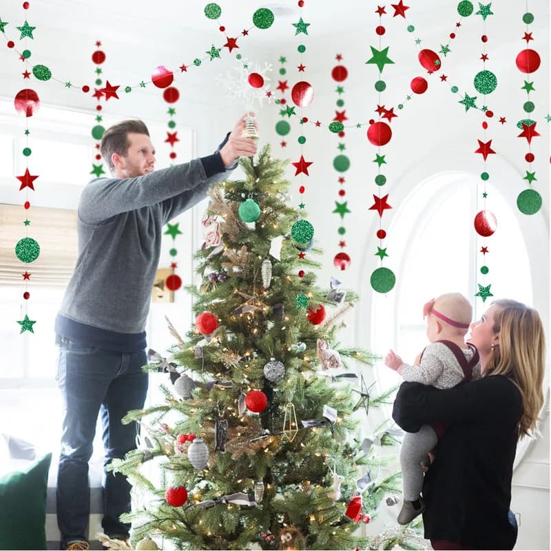 Christmas Paper Star Dot Garland Banner