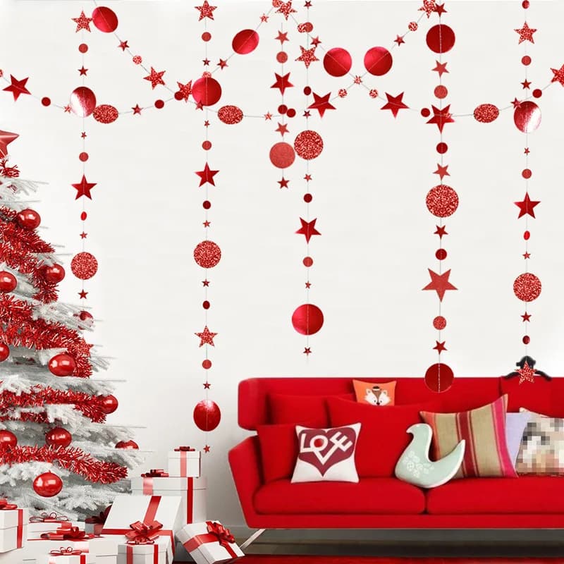 Christmas Paper Star Dot Garland Banner