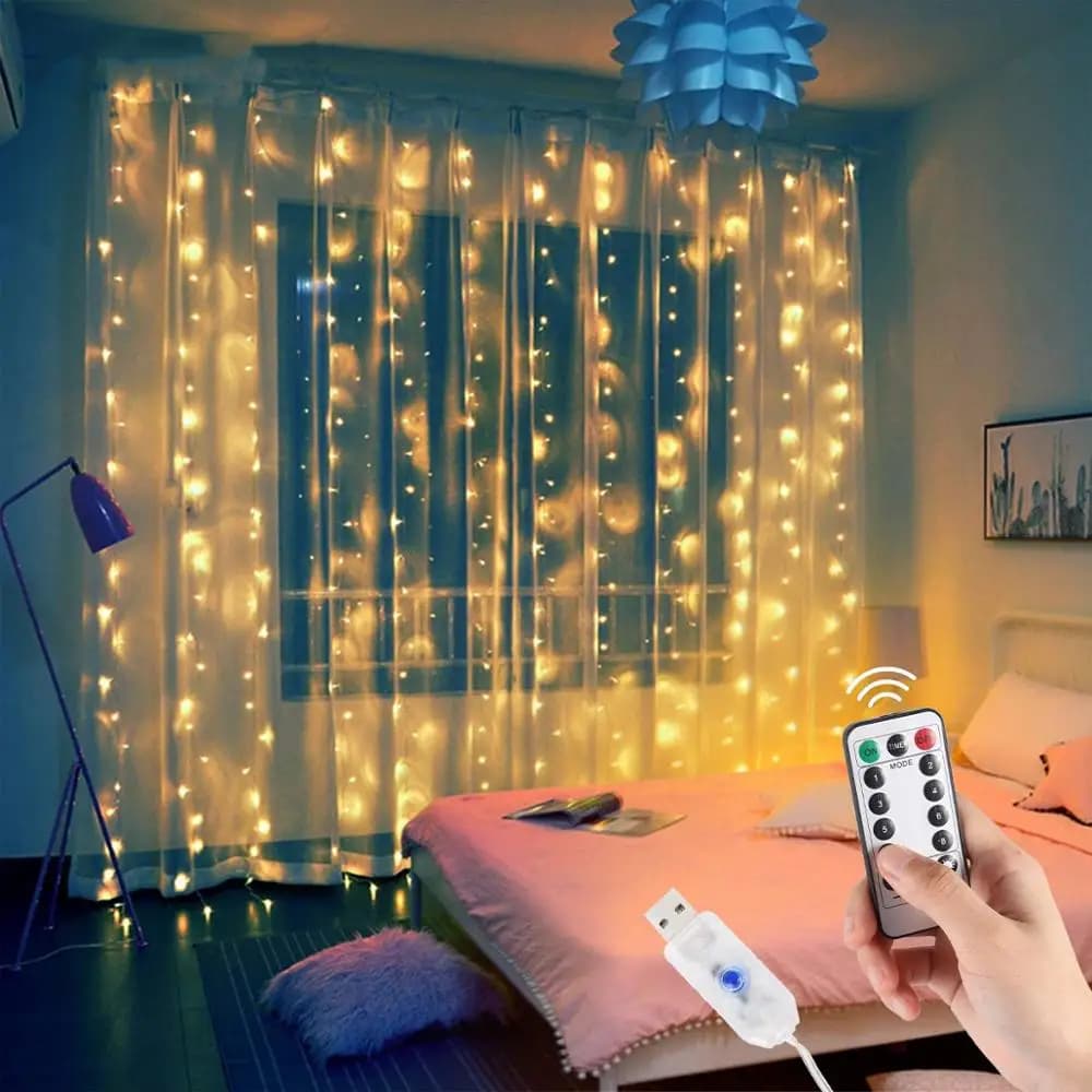 Christmas Lights Curtain Garland Home Decoration
