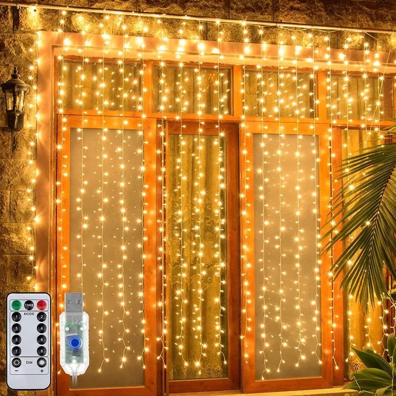 LED Christmas Fairy Lights String Curtain Waterfall