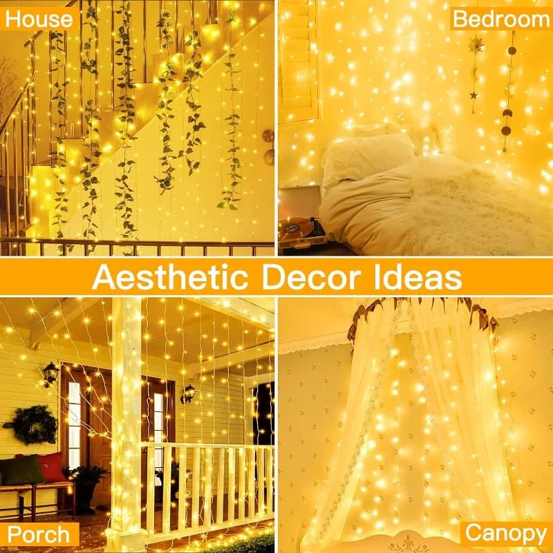 LED Christmas Fairy Lights String Curtain Waterfall