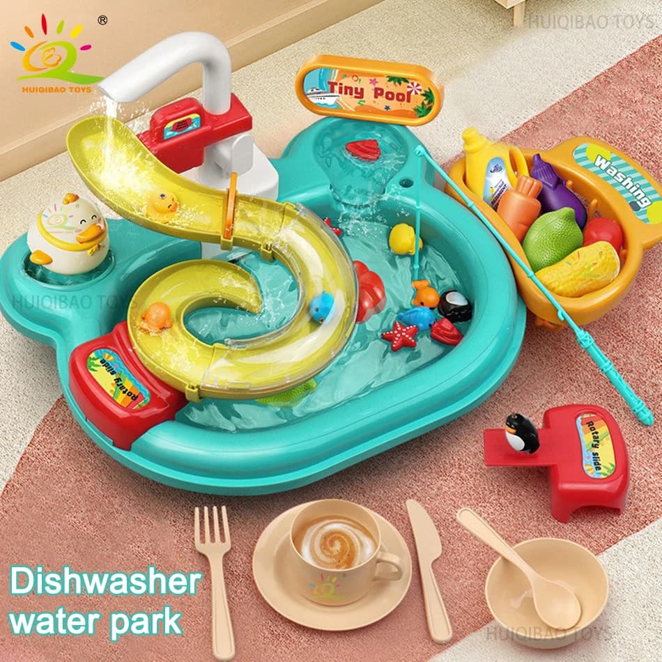 Kids Electric Kitchen Sink Dishwasher Toy