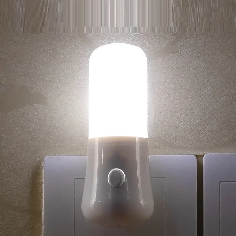 LED Night Light White Push Button Wall Socket