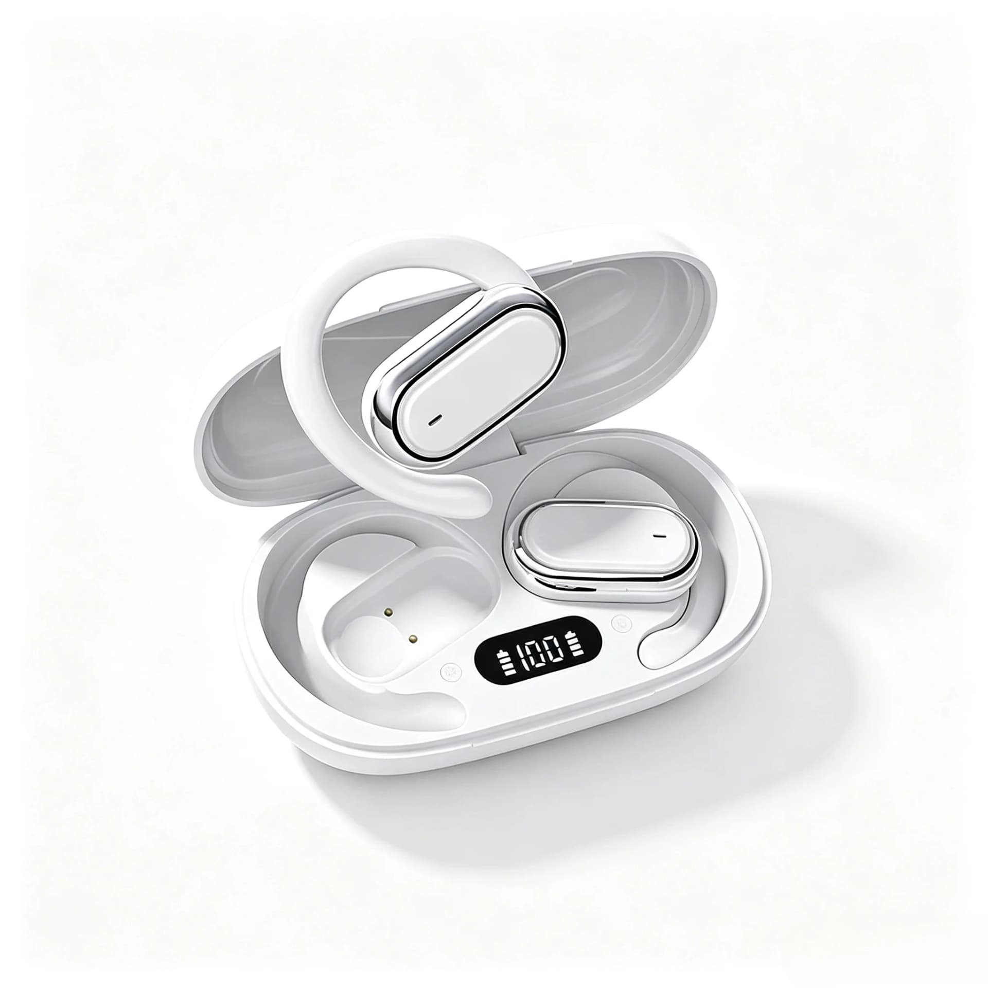 Wireless Earhook Earbuds with LED Display