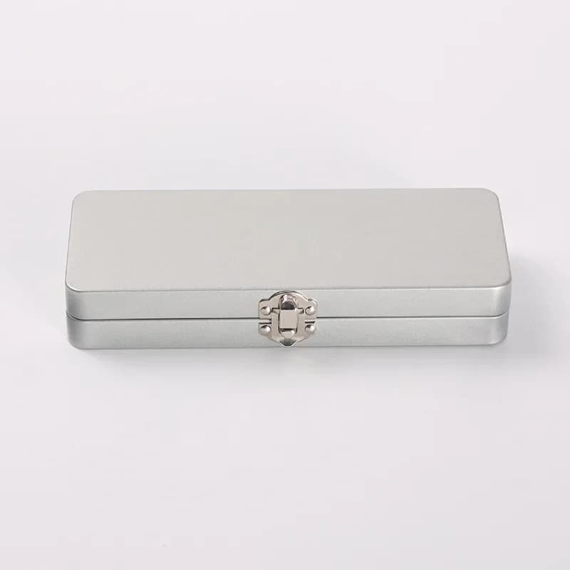 Silver Gray Metal Storage Box with Lid