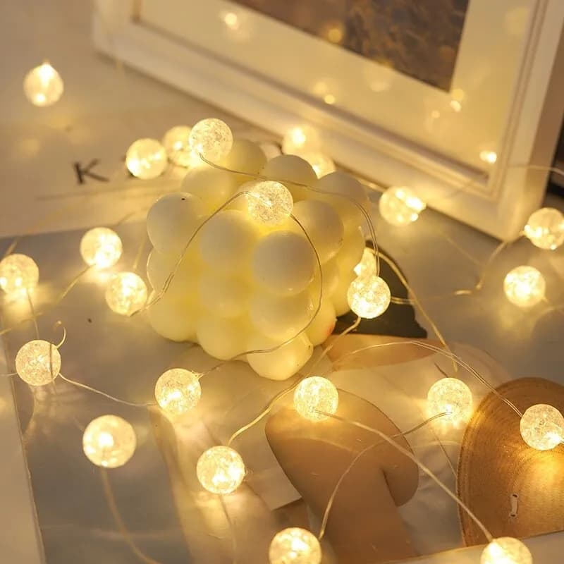 LED Battery Powered Crack Ball Fairy Lights