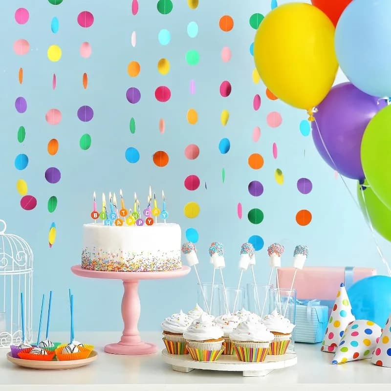 Colorful Paper Circle Garland Party Decoration