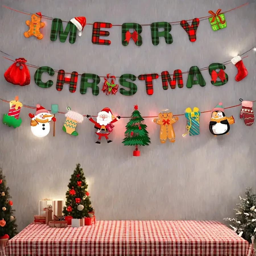 Christmas Party Decoration Banner and Ornaments Set