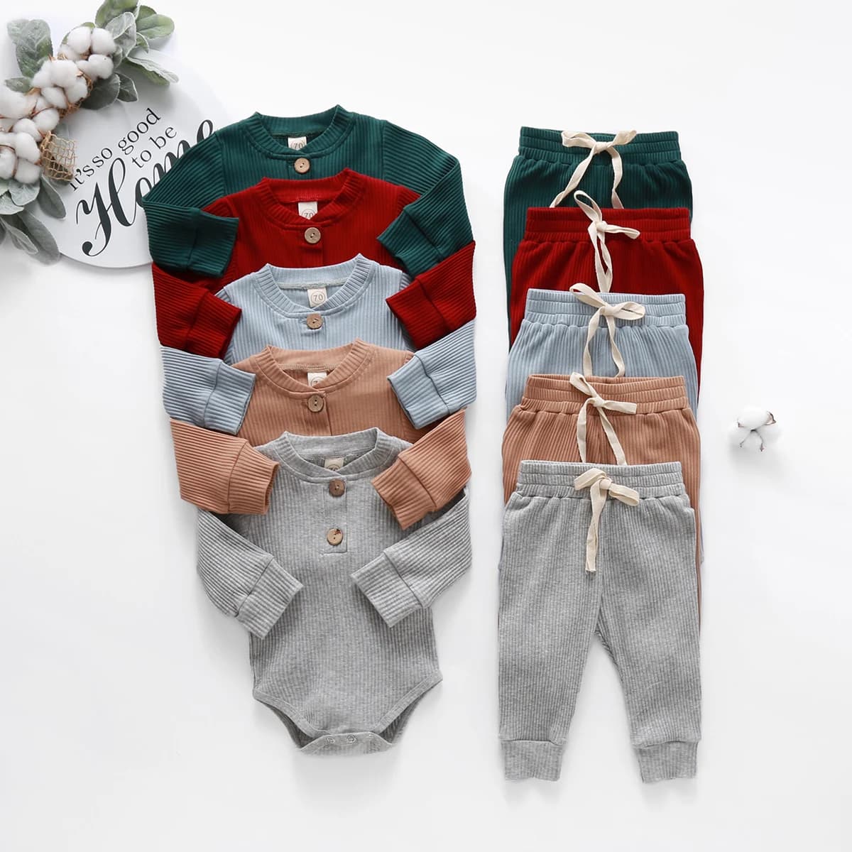 Infant Cotton Long Sleeve Romper Two Piece Set