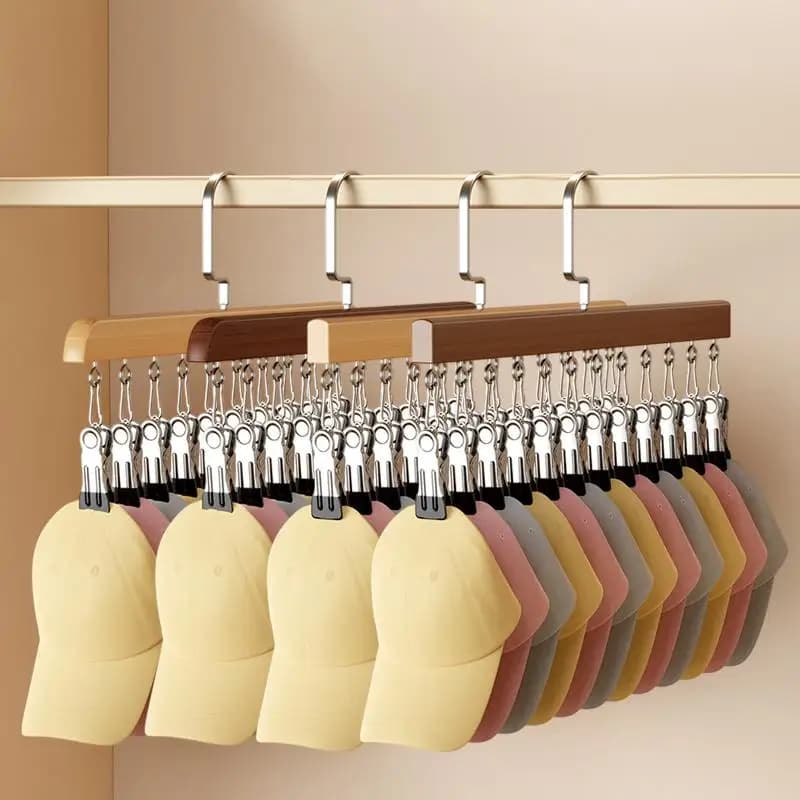 Closet Organizer With 10/12 Clips, Space Saving Hanging Closet Organizer, Space-Saving Hat Scarf Clothespins