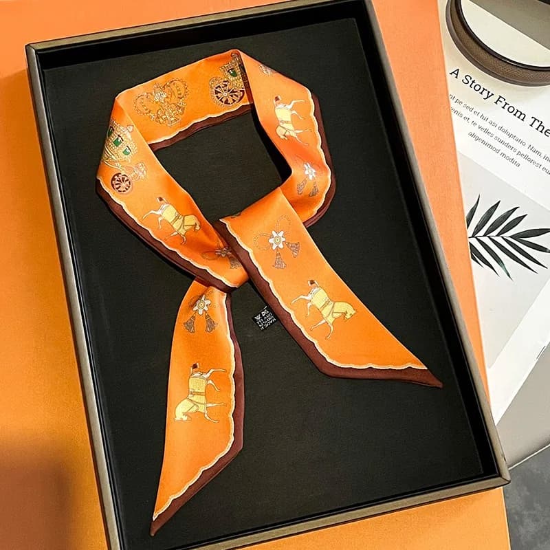 Women's Silk Skinny Scarf War Horse Print