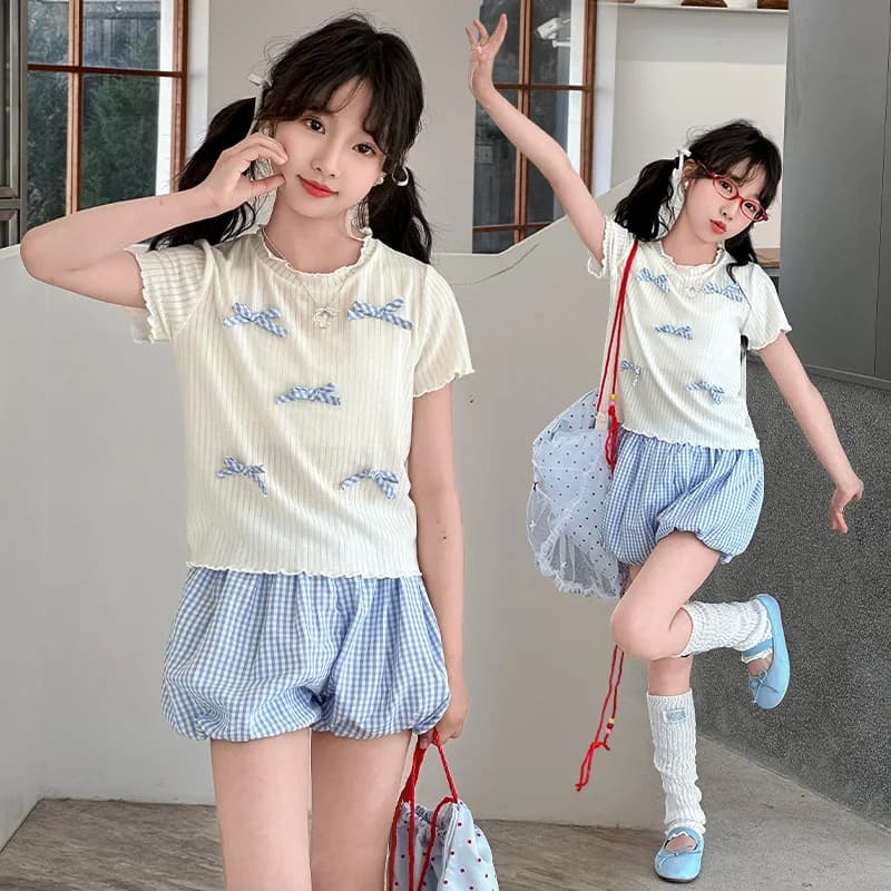 Teen Girls Fitness Summer T-Shirt Shorts Set