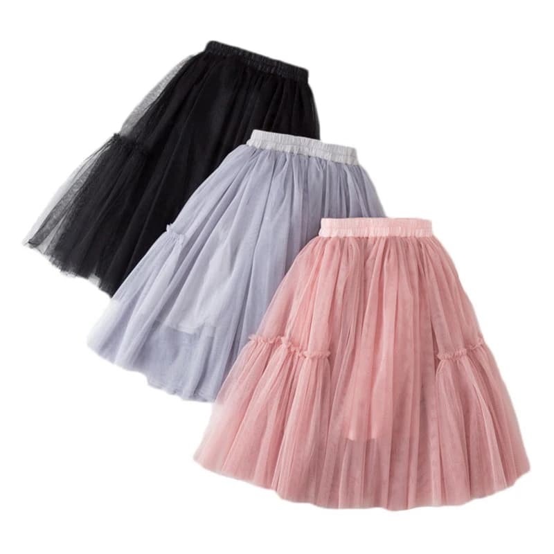 Girls Cotton Lace Pleated Tutu Skirt