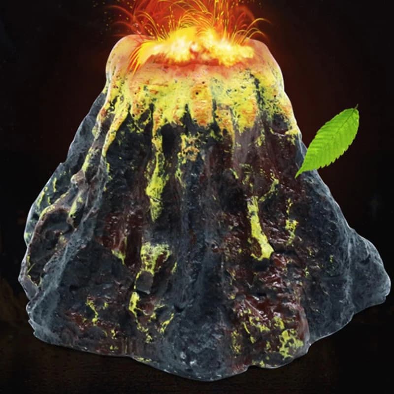 Fish Tank Volcano Ornament With Aeration Pump