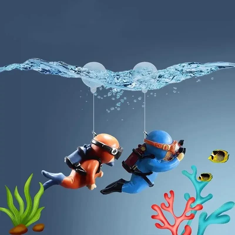 Fish Tank Diver Ornament Blue Floating Decoration