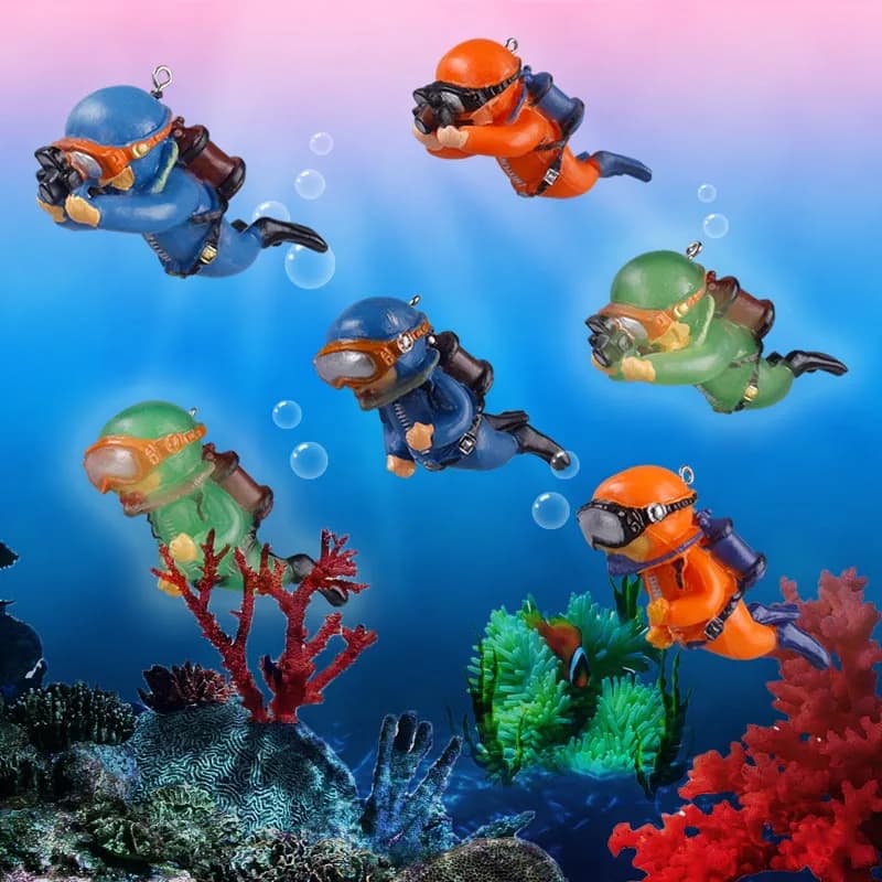 Glow-in-Dark Resin Aquarium Diver Ornament