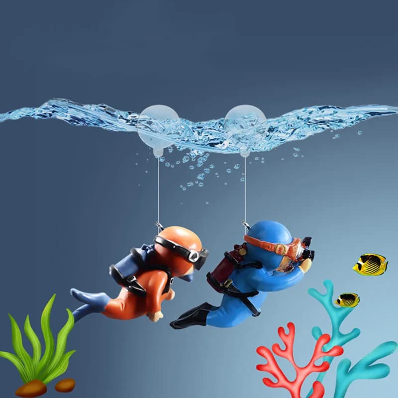 Glow-in-Dark Resin Aquarium Diver Ornament